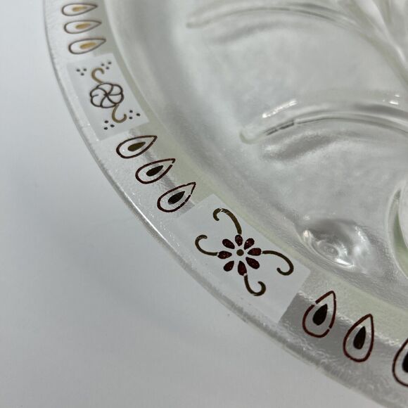 MCM Inland Glass 14 3/4” Meat Platter Starburst Black Gold Vintage 1960’s - Picture 6 of 7